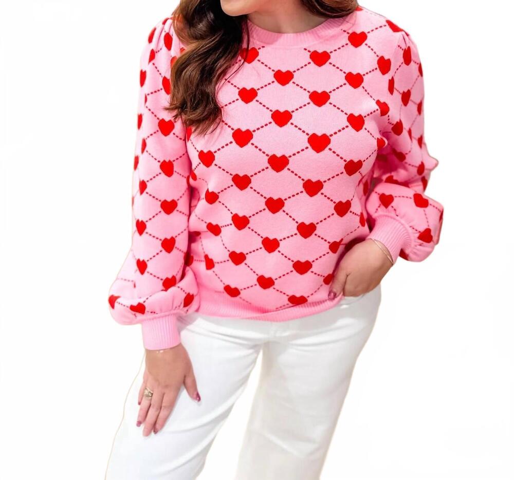 NEW &MERCI heart full of love sweater in pink